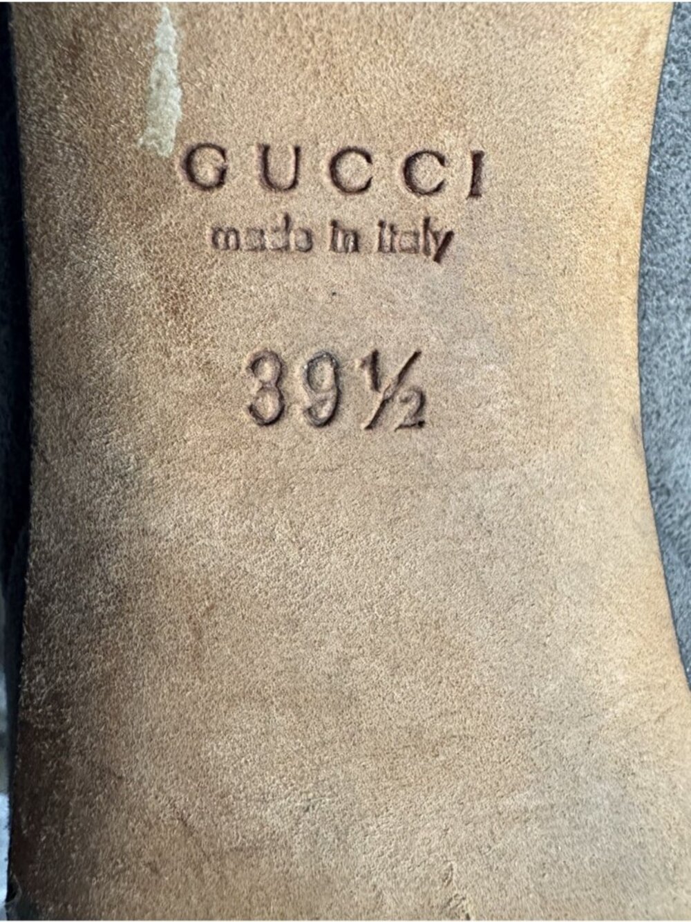 Gucci For Saks 5th Women's Sz 39.5 Gray Suede Square Toe Platform Stiletto Heels - Picture 12 of 13